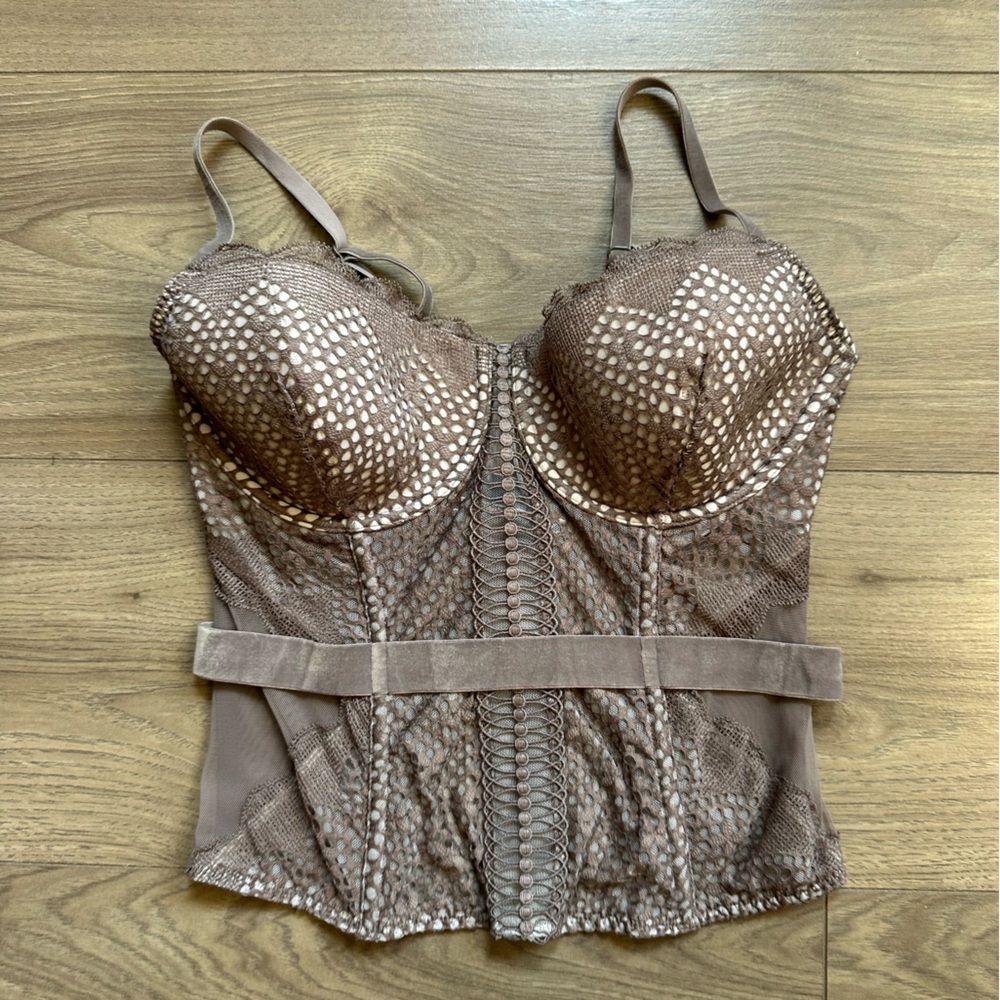 Victoria's Secret Gray / Brownish Hook & Eye Corsets / Bustier for Women 36/D